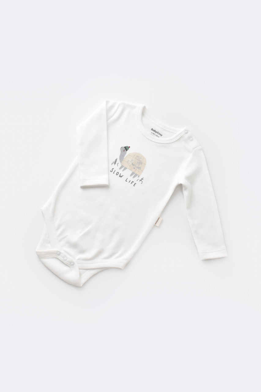 Set 3 piese Broscuta cu body, pantalonasi si vestuta din 80%bumbac organic si 20% poliester - , BabyCosy